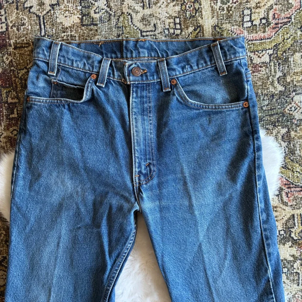 Vintage Levi 517 Mens Orange Tab Bootcut Jeans Blue Denim 33x32 1980s 517-0217